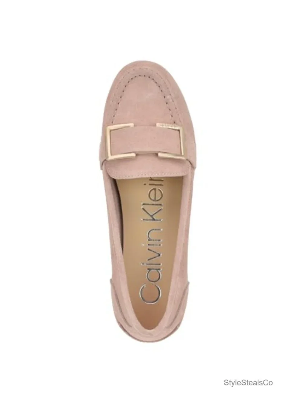 Suede Loafer with Buckle Detailing